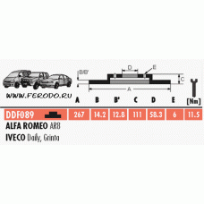 Тормозной диск FIAT, IVECO DAILY 98-  передний FERODO DDF089