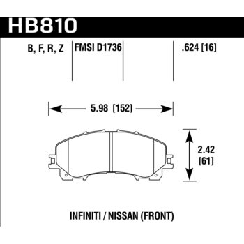 Колодки тормозные HB810B.624 HAWK HPS 5.0  перед INFINITI Q50 2013-> ; QX50 2018-> ; Q60 2016->