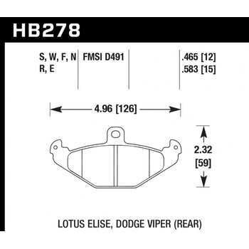 Колодки тормозные HB278R.465 HAWK Street Race; 12mm