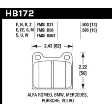 Колодки тормозные HB172M.595 HAWK Black Porsche 911 "M" Caliper 15 mm