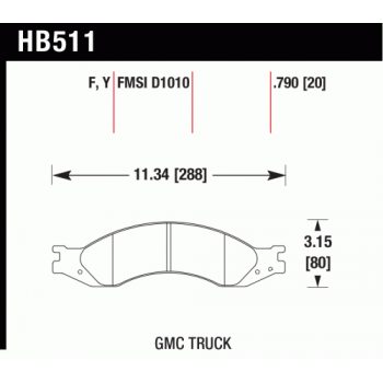 Колодки тормозные HB511Y.790 HAWK LTS; 20mm