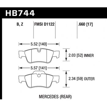 Колодки тормозные HB744Z.660 HAWK PC; 17mm