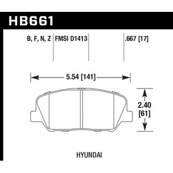 Колодки тормозные HB661F.667 HAWK HPS KIA Ceed GT; HYUNDAI VELOSTER, i30