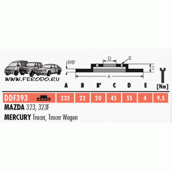 Тормозной диск MAZDA 323, Ford Escort II 91-  FERODO DDF393