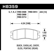 Колодки тормозные HB359N.543 HAWK HP Plus; 14mm