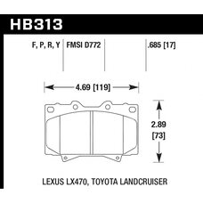 Колодки тормозные HB313R.685 HAWK Street Race; 18mm