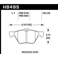 Колодки тормозные HB495F.756 HAWK HPS передние MERCEDES CLK320 (C208), W210