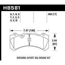 Колодки тормозные HB581B.660 HAWK Street 5.0 Brembo 6 поршней тип J, N / PORSCHE 911 (997) 3.8 GT3