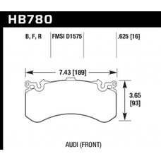 Колодки тормозные HB780R.625 HAWK Street Race; перед AUDI A6, S6, A7 4G; A8 S8 4H; PR 1LU, 1LX, 1LN 