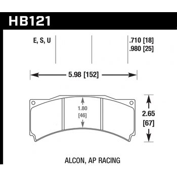 Колодки тормозные HB121U.710 HAWK DTC-70 AP Racing, Alcon 18 mm