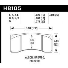 Колодки тормозные HB105G.620 HAWK DTC-60  Alcon, Wilwood, Brembo16 mm