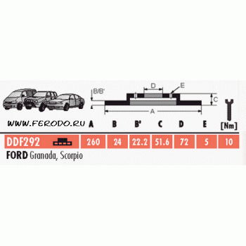 Тормозной диск FORD SCORPIO, Honda Legend (1991-96) FERODO DDF292