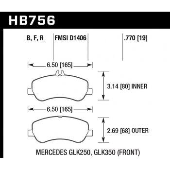 Колодки тормозные HB756F.770 HAWK HPS; 20mm