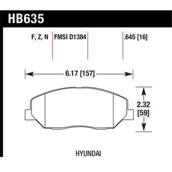 Колодки тормозные HB635N.645 HAWK HP Plus; 17mm