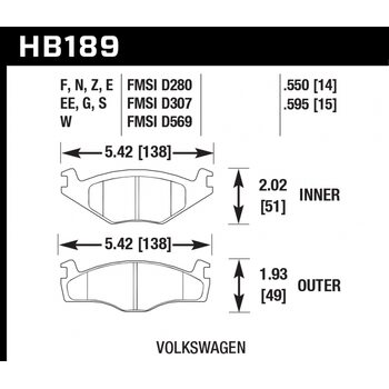 Колодки тормозные HB189F.595 HAWK HPS; 15mm