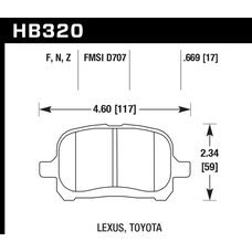 Колодки тормозные HB320N.669 HAWK HP Plus; 17mm