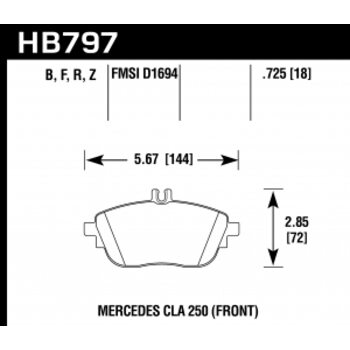 Колодки тормозные HB797R.725 HAWK Street Race