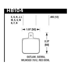 Колодки тормозные HB104M.485 HAWK Black Wilwood DL Single, Outlaw w/ 0.156 in. center hole 12 mm