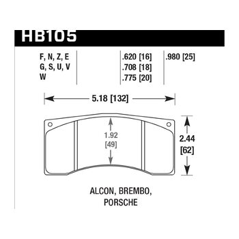 Колодки тормозные HB105S.775 HAWK HT-10; Brembo, Alcon 20mm