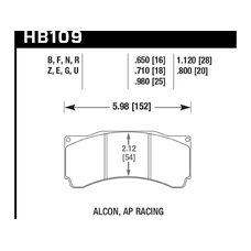 Колодки тормозные HB109U.980 HAWK DTC-70 (БЕЗ УШКА) PROMA 6 порш; StopTech; AP RACING; HPB тип 25 mm