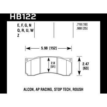 Колодки тормозные HB122Q.980 HAWK DTC-80 AP Racing, Alcon