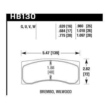 Колодки тормозные HB130W.684 HAWK DTC-30 Brembo 17 mm