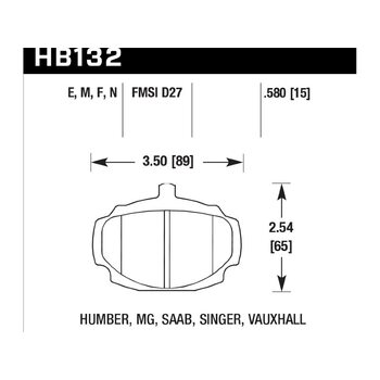 Колодки тормозные HB132E.580 HAWK Blue 9012 MGB 15 mm