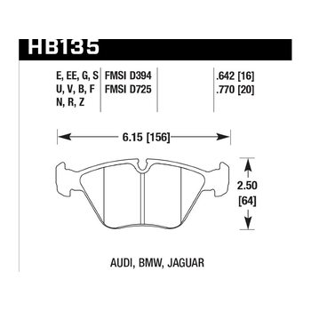 Колодки тормозные HB135E.642 HAWK Blue 9012; BMW 17mm