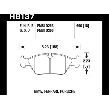 Колодки тормозные HB137E.690 HAWK Blue 9012 BMW, Porsche 18 mm