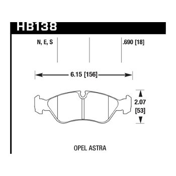 Колодки тормозные HB138E.690 HAWK Blue 9012 Cosworth 18 mm