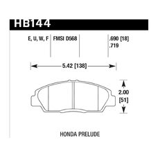 Колодки тормозные HB144G.719 HAWK DTC-60; Honda Prelude 18mm