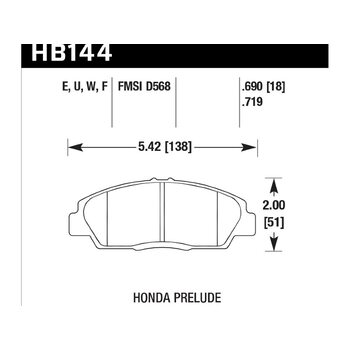 Колодки тормозные HB144G.719 HAWK DTC-60; Honda Prelude 18mm