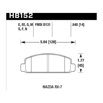 Колодки тормозные HB152G.540 HAWK DTC-60 Mazda RX-7 14 mm