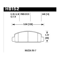Колодки тормозные HB152S.540 HAWK HT-10; Mazda RX-7 14mm