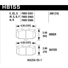 Колодки тормозные HB155F.580 HAWK HPS передние MAZDA RX-7