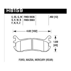 Колодки тормозные HB159W.492 HAWK DTC-30 Mazda Miata MX-5 1.8L (Rear) 13 mm