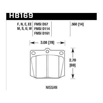 Колодки тормозные HB169U.560 HAWK DTC-70 Nissan 14 mm