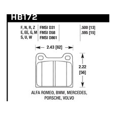 Колодки тормозные HB172E.500 HAWK Blue 9012 Porsche 13 mm