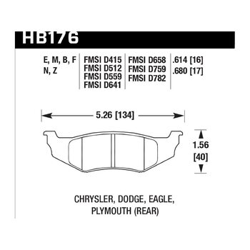 Колодки тормозные HB176E.680 HAWK Blue 9012 Dodge (Rear) 17 mm