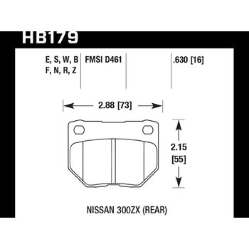 Колодки тормозные HB179S.630 HAWK HT-10 Nissan 300ZX (Rear) 16 mm