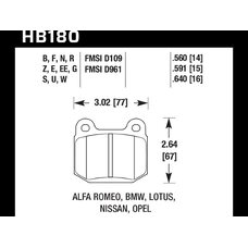 Колодки тормозные HB180E.591 HAWK Blue 9012 Subaru, BMW, Nissan, Mitsubishi (Rear) 15 mm