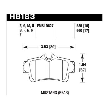 Колодки тормозные HB183G.585 HAWK DTC-60 Mustang (Rear) 15 mm