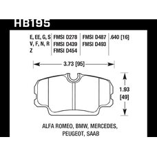 Колодки тормозные HB195S.640 HAWK HT-10 BMW E30 16 mm