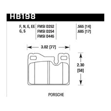 Колодки тормозные HB198E.565 HAWK Blue 9012 Porsche 14 mm