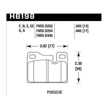 Колодки тормозные HB198E.565 HAWK Blue 9012 Porsche 14 mm