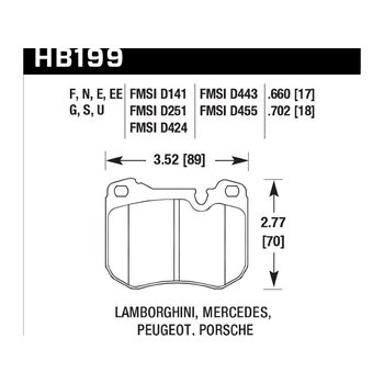 Колодки тормозные HB199G.702 HAWK DTC-60 Porsche 18 mm