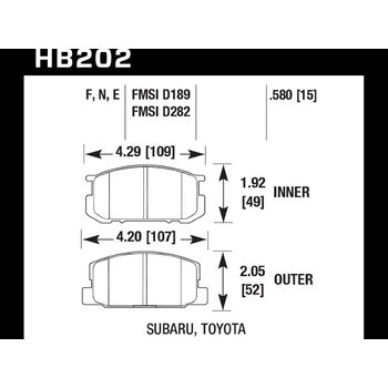 Колодки тормозные HB202N.580 HAWK HP Plus