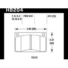 Колодки тормозные HB204S.615 HAWK HT-10 Volvo 16 mm