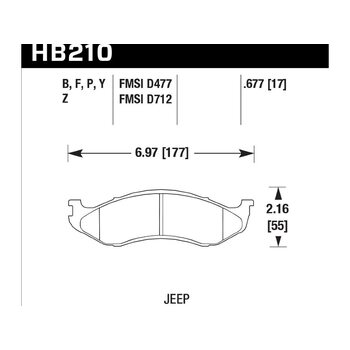 Колодки тормозные HB210P.677 HAWK SD передние JEEP / KIA