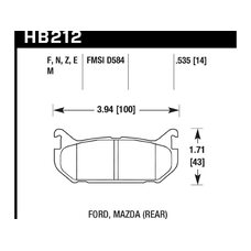 Колодки тормозные HB212E.535 HAWK Blue 9012; Ford, Mazda 14mm